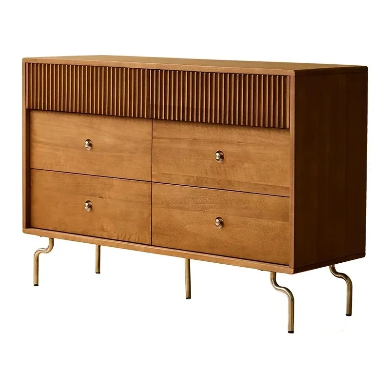 retro solid wood six-bucket chest, bedside bedroom eight-bucket storage cabinet, small apartment living room