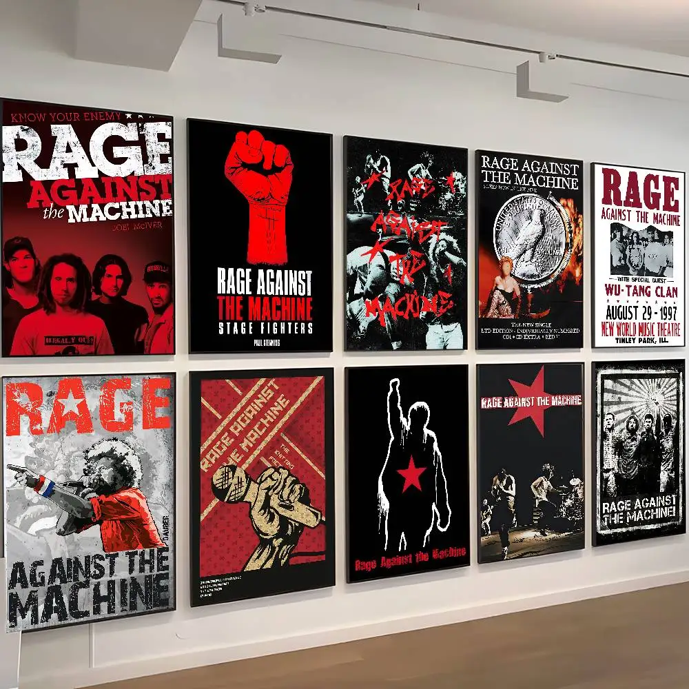 Rock Band Rage Against The Machine Klassisches Anime-Poster, wasserfester Papieraufkleber, Kaffeehaus, Bar, Zimmer, Wanddekoration