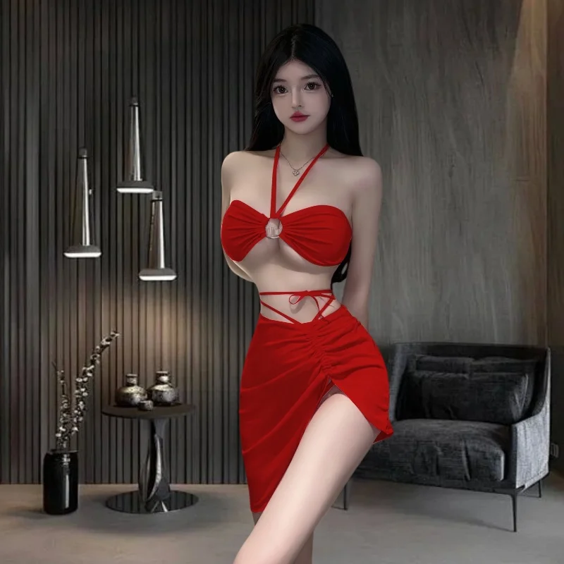 Damska, seksowna koszulka nocna, zestaw gorącej bielizny do flirtowania, do odgrywania ról i uwodzienia, rozmiar uniwersalny, prezent urodzinowy