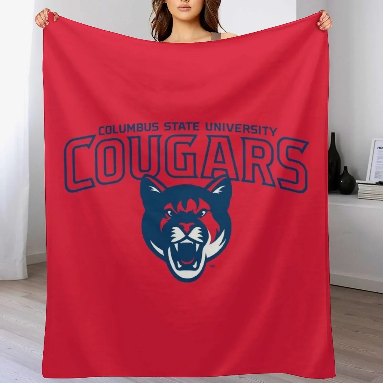 new Columbus State-Cougars Throw Blanket Large Soft Plush Plaid Blankets