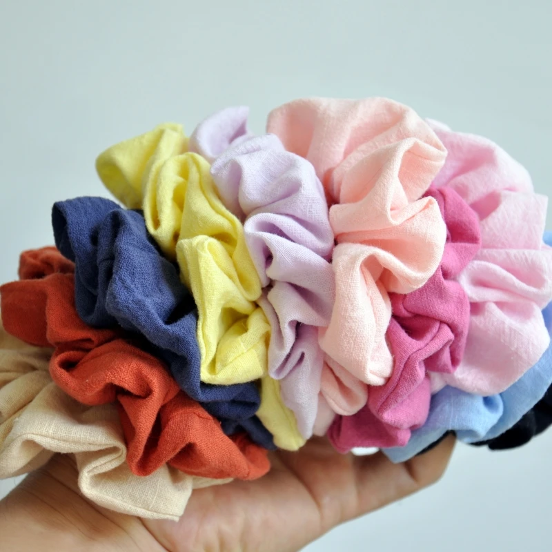 

20Pcs/Lot Linen Hair Scrunchie Handcrafted Hair Elastic Ponytail Hair Tie for Girls Kids Women Hair Accessory