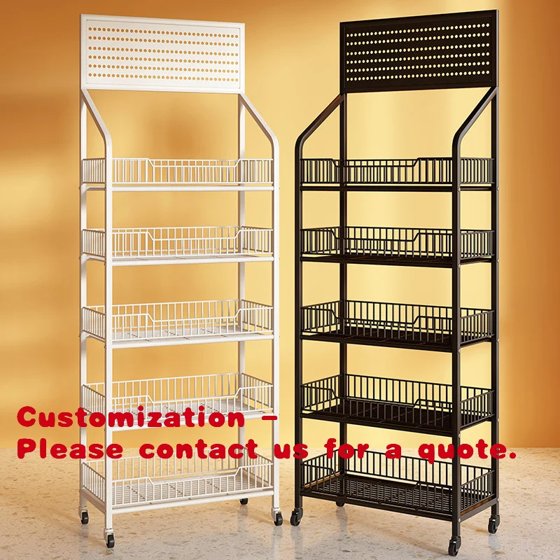 

Customize.Convenience Store Supermarket Mobile Display Rack Snack Shelf Storage Rack Beverage Food Toy Cashier Counter Multi-lay