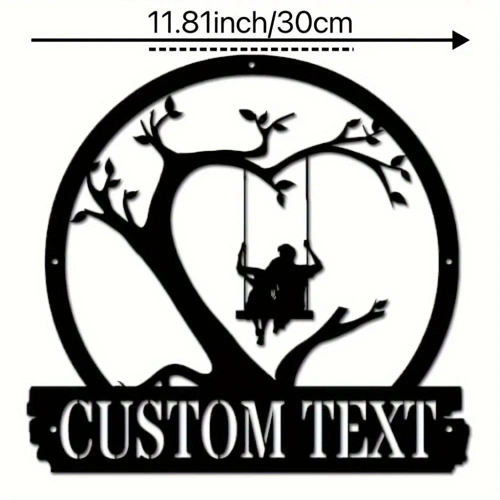 Custom Bohemian Style Metal Wall Art Personalized Couple Tree Design with Swing Ideal Valentine's Wedding Housewarming Gift Sign