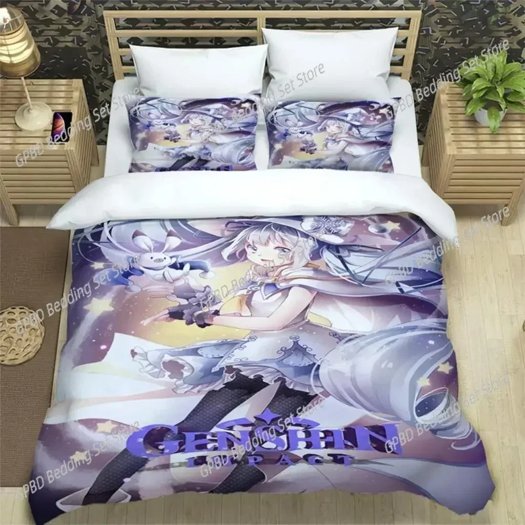 Genshin Impact Print 3D Bedding Set Duvet Cover Pillowcases Single Twin Full Queen King Size Home Decor Quilt Boys Gift Quilt Co