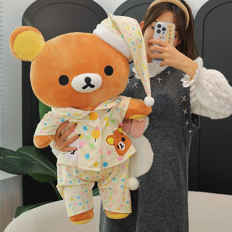 35/45/75cm Kawaii Rilakkuma Plush Toys Pajamas Bear Stuffed Pillow Easy Bear Doll Sofa Cushion Companion Dolls Birthday Gifts