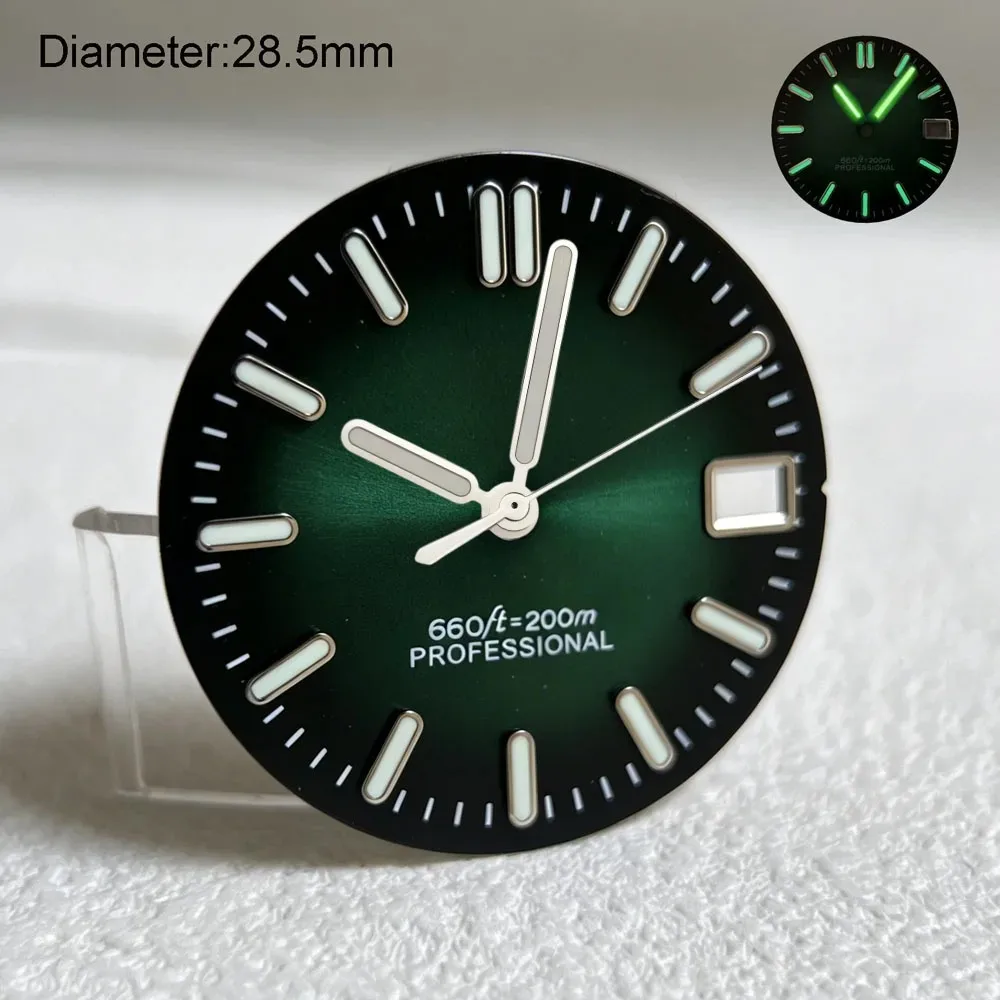 NH35 S logo dial 28.5mm sunray dial green luminous fit nh35 automatic mechanical watchmods modification parts watch accessories