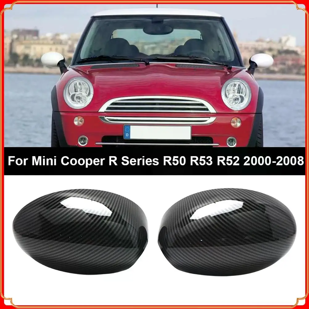 

2 шт., сменная крышка бокового зеркала заднего вида, черные колпачки из углеродного волокна для Mini Cooper R Series R50 R53 R52 2000-2008