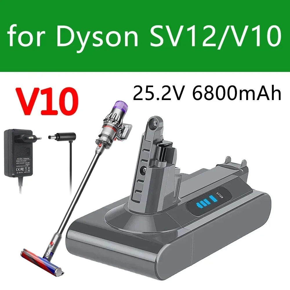 Novo para dyson sv12 6800mah 100wh bateria de substituição para dyson v10 bateria v10 absoluto fofo ciclone v10 carregador de bateria