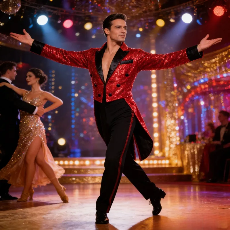 

Sparkly Men's Tailcoat Suit Jacket Elegant Blazer for Banquets Parties Stage Performances Stylish Mens Outerwear