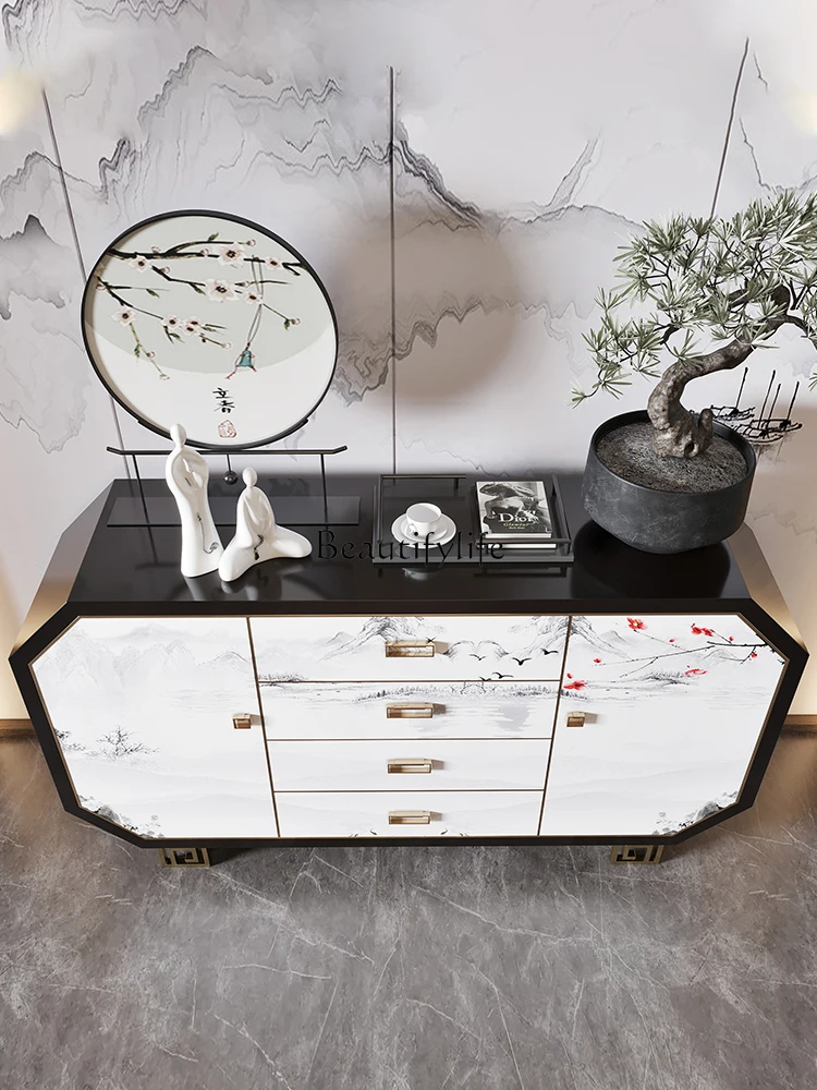 New Chinese Style Light Luxury Entrance Cabinet Storage Meal Side Decoration Painted Cabinet