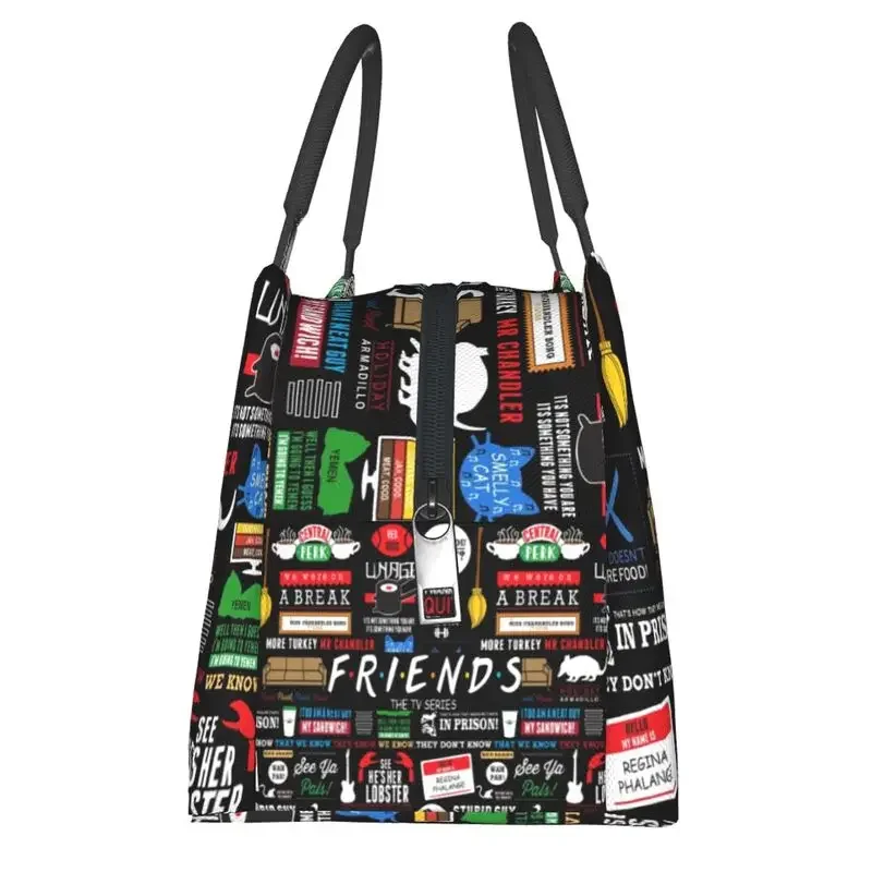 Custom Funny TV Show Friends Collage Lunch Bag Men Thermal Cooler Insulated Lunch Boxes for Picnic Camping Work Travel