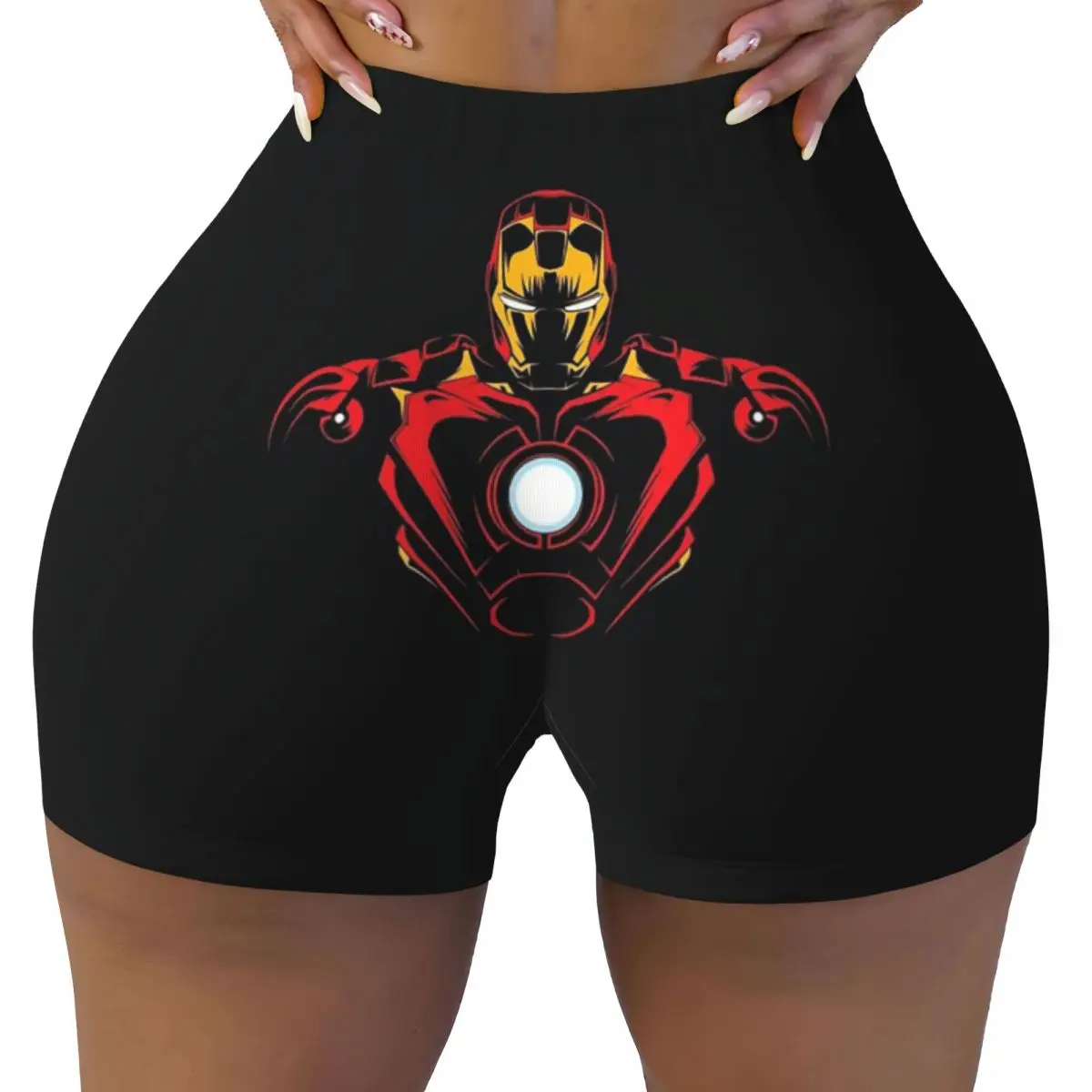 

Custom Iron Man Glowing Workout Shorts Women's Gym Volleyball Running Yoga Shorts