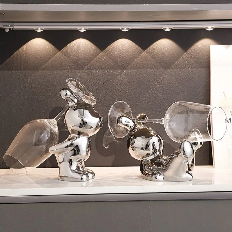 

Nordic-Style Luxury Wine Accessories Set-Rabbit-Shaped Bottle Holder Hanging Glass Rack Multi-Functional Bar Decor Rack Holder
