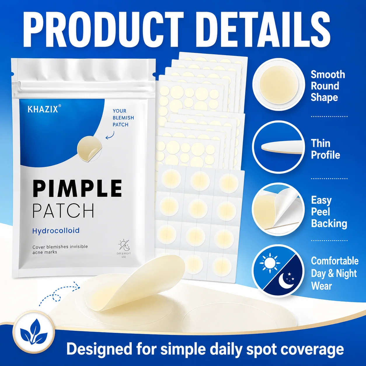 372pcs  Hydrocolloid Acne Pimple Patch, Hydrocolloid Spot Stickers, Covering Zits and Defect, Nighttime Spot Stickers