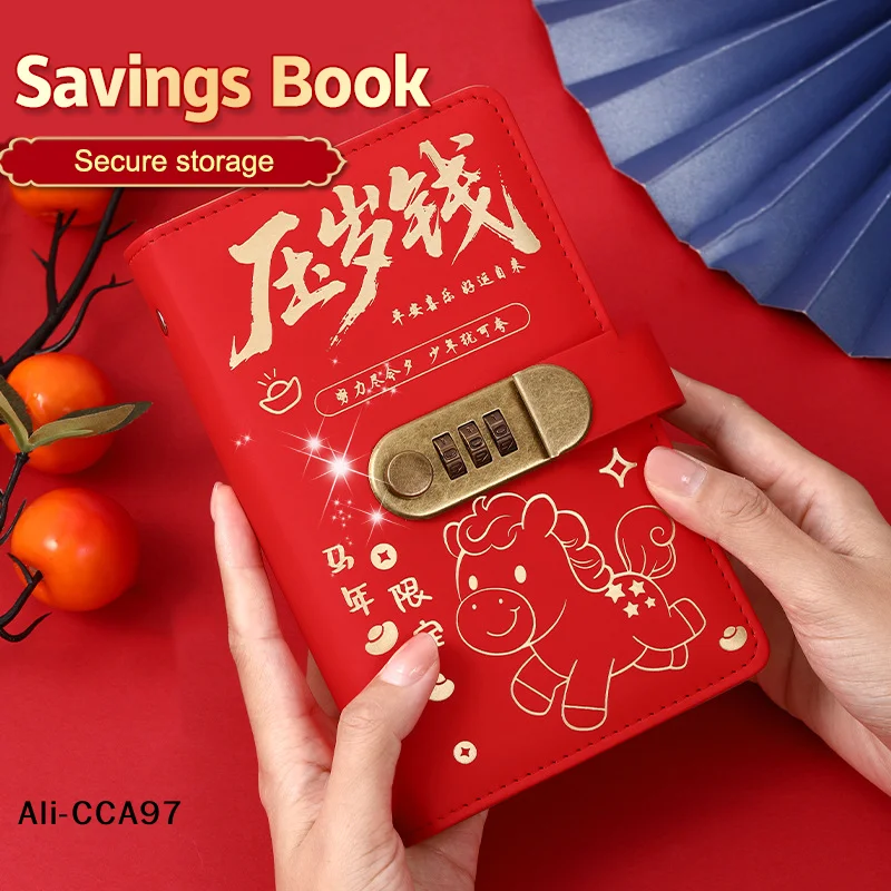 

Папка для накоплений с кодовым замком, 100 конвертов, для челленджей по накоплению денег, многоразовая портативная книга для сбора денег из искусственной кожи