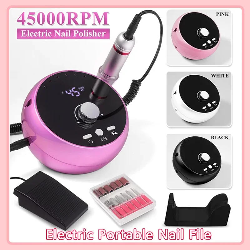 プロ用ネイルマシン 45000RPM 電動ネイルドリル ホワイト ピンク パープル ネイルサンダー ジェル キューティクルリムーバー