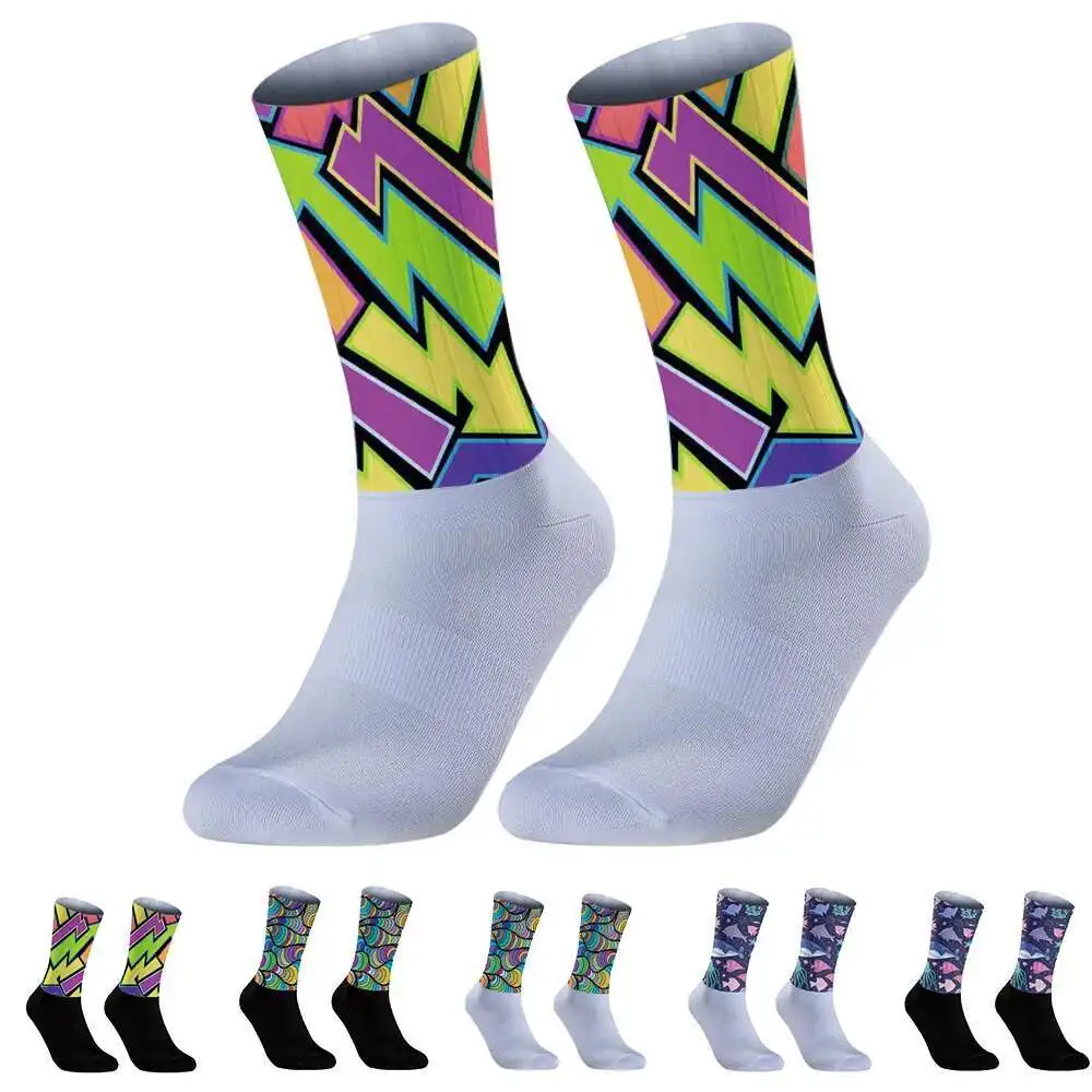 

Pro Outdoor New Racing Bike Socks Sports Silicone Non-slip Cycling Aero Socks Road Running Socks Calcetines Ciclismo 2024 New