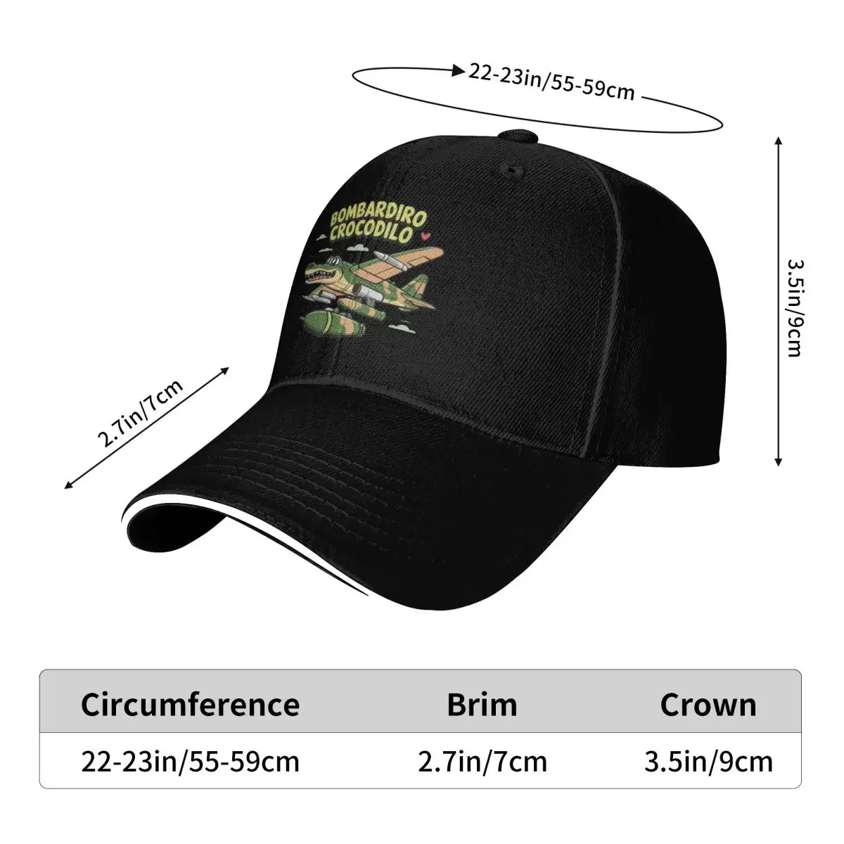 Bombardino Crocodilo Meme Funny Brainrot Jokes 2025 Baseball Caps Outdoor Men Women Hats
