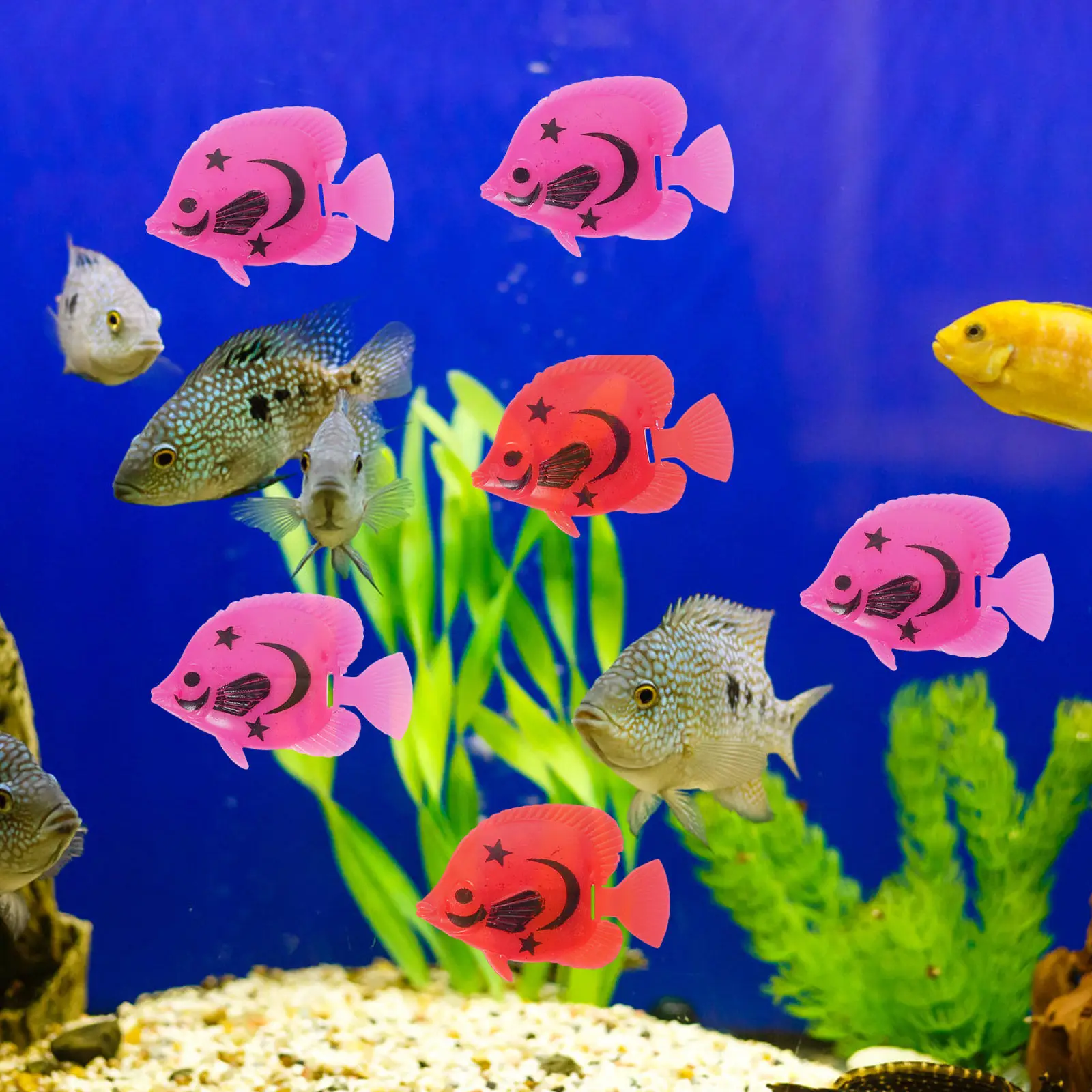 10Pcs Plastic Artificial Fish Lifelike Random Color Pattern Aquarium Decoration Photography Props Fish Tank Fake