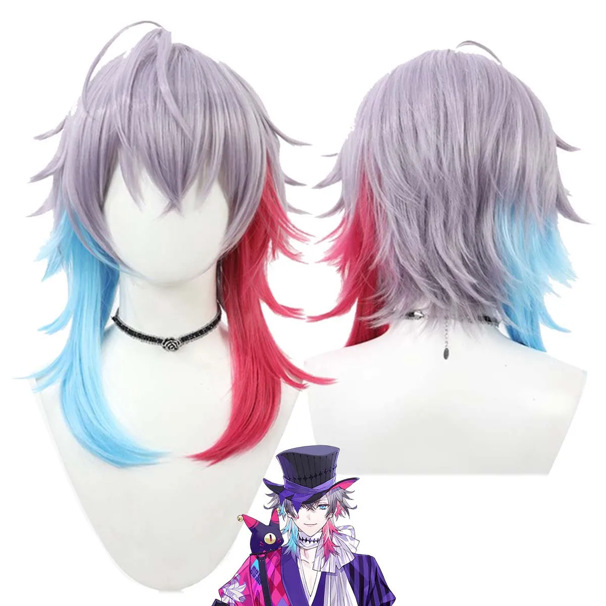 

Аниме Vtuber Hololive Косплей Дэвис Бетт светлый Фиолетовый Смешанный Красный Синий парик для волос