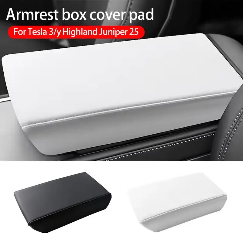 

For Model 3/Y Center Console Cover, ABS Leather Armrest Protector for Tesla Refresh, No Glue Interior Accessories