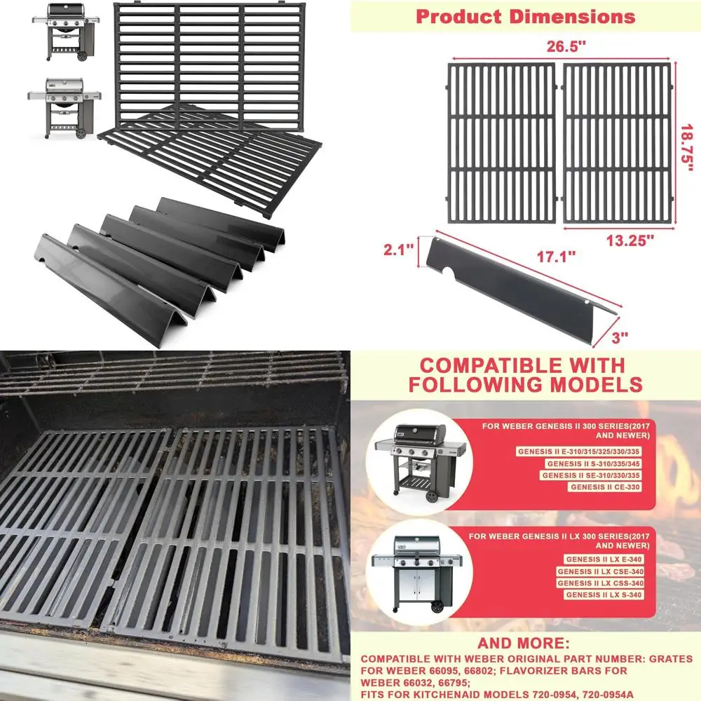 

Weber Genesis II/LX GS4 300 Series Grill Replacement Parts Kit: Grates and Flavorizer Bars for E-325, E-310, E-330, E-315, S-310