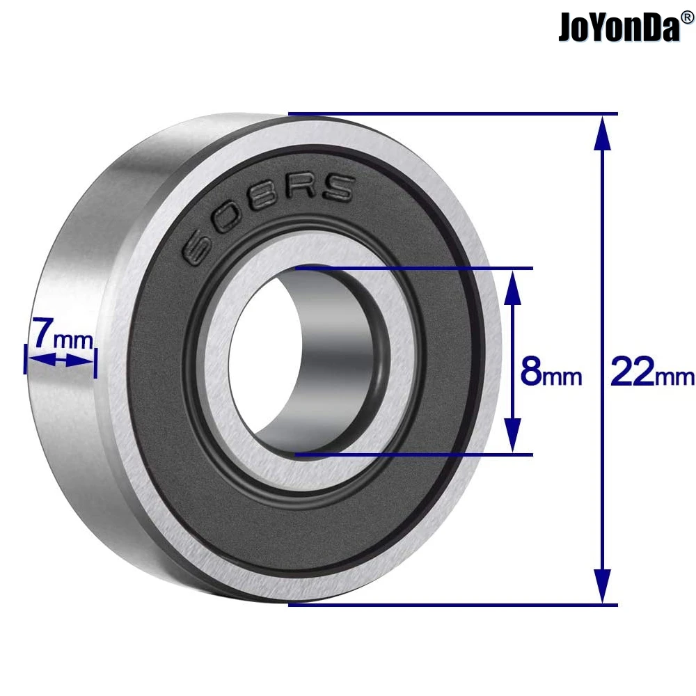 MR608-2RS 52100 크롬 스틸 볼 베어링, PTFE 내열성 고무 씰, 8x22x7mm (10 개)