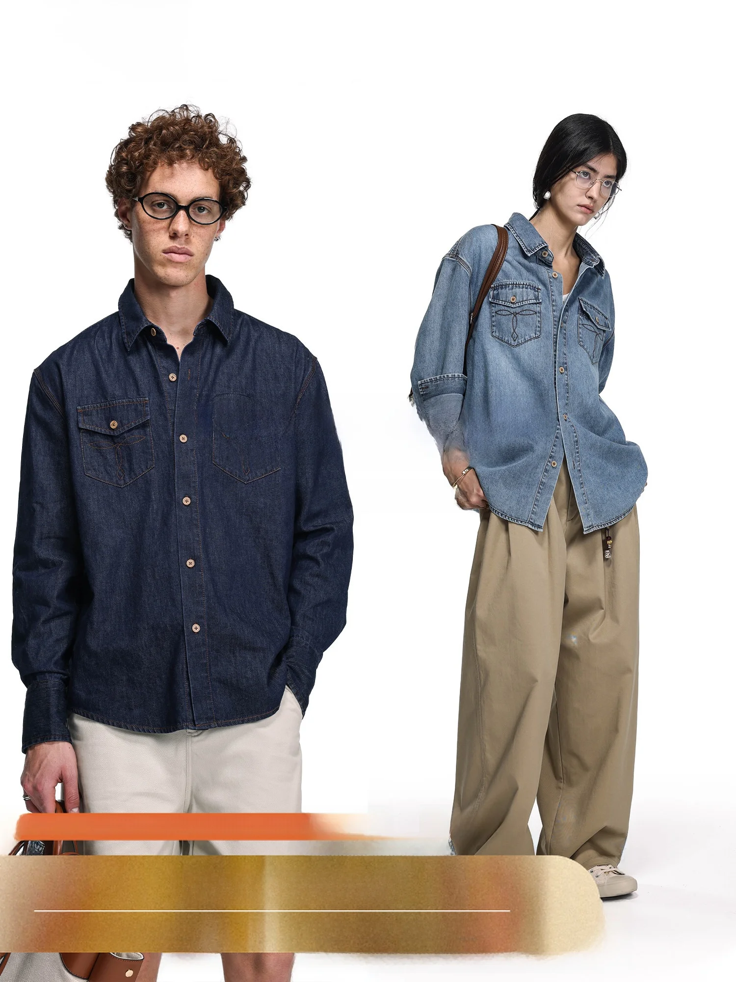 

UnvesnoUN l Waed Denim Cotton Linen Blend irt Loose Fit Faion Urban Youth Long Sve Button up Casual irt