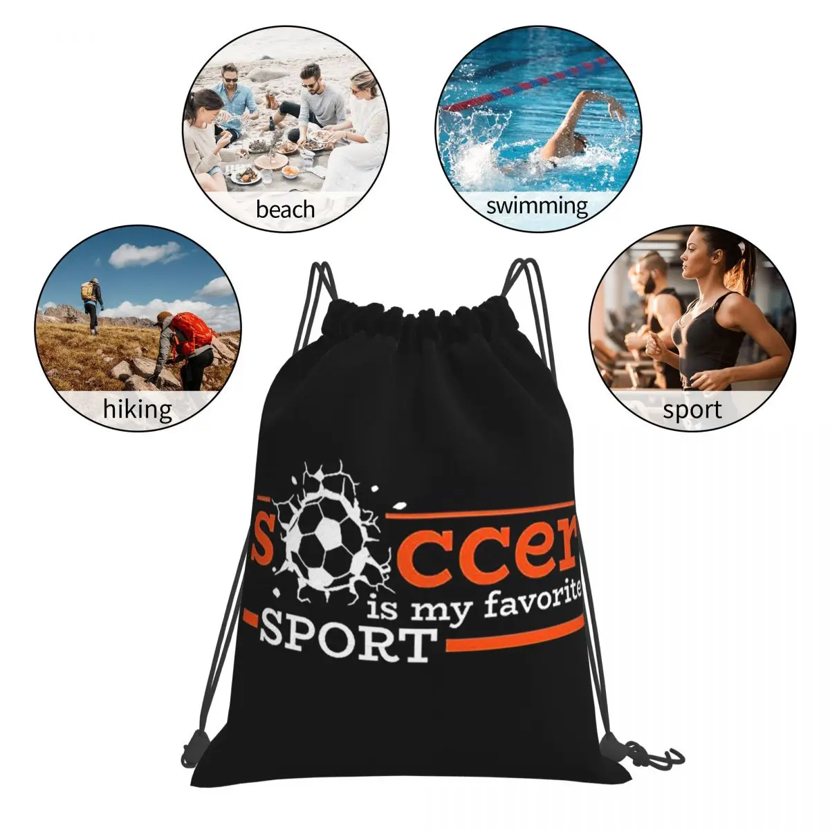 Soccer Player Soccer Team Soccer Rugby Goal Backpacks Drawstring Bundle Pocket Sundries Bag Book Bags For Man Woman Students