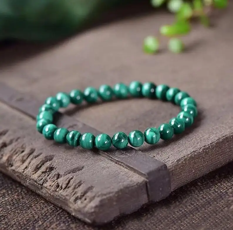 6mm Malachite Strength Sedative Healing Bracelet - Spiritual Protection Balance Meditation Bracelet - Anxiety Relief Stress