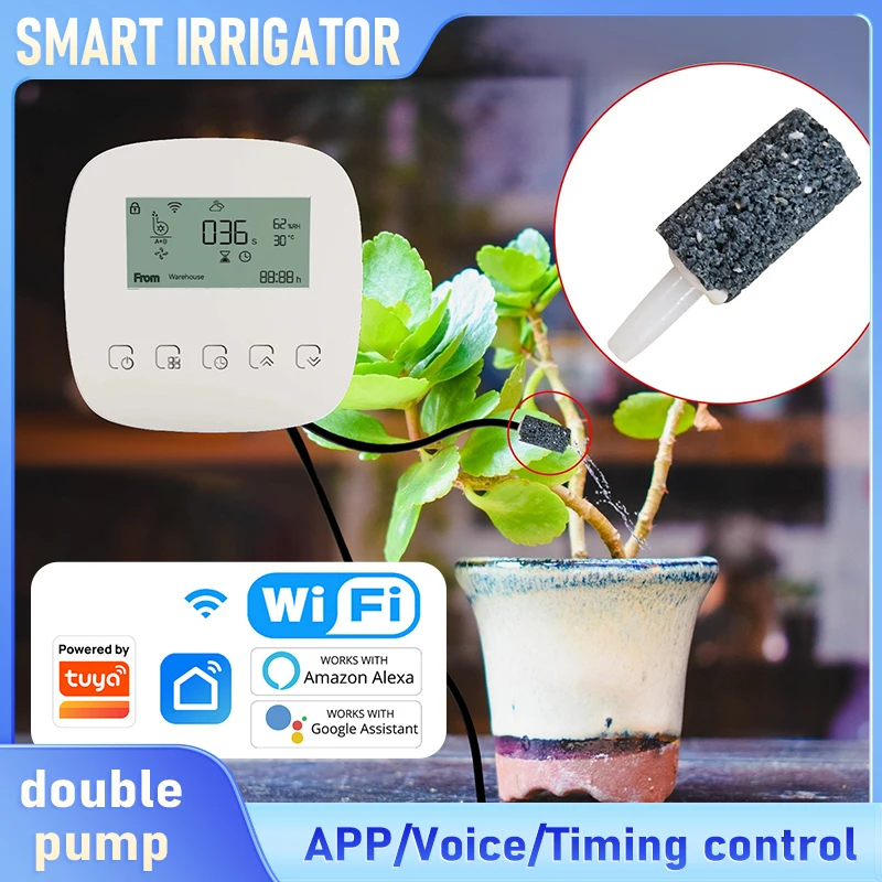 

Tuya Smart WiFi Irrigator Double Pump Drip Irrigation System with Timer - Automatic Home Garden Watering with APP Control