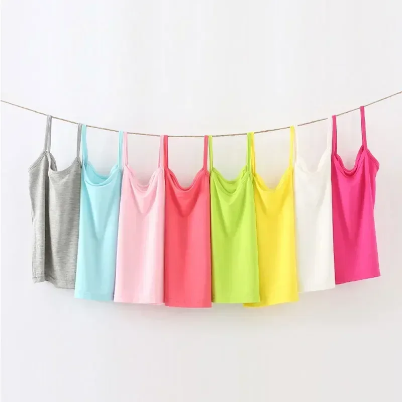 Baby Girls Vest  Kids Cotton Camisole Children\'s Top Tees 2024 Summer Singlet Solid Color Undershirts Teenagers Tank Tops