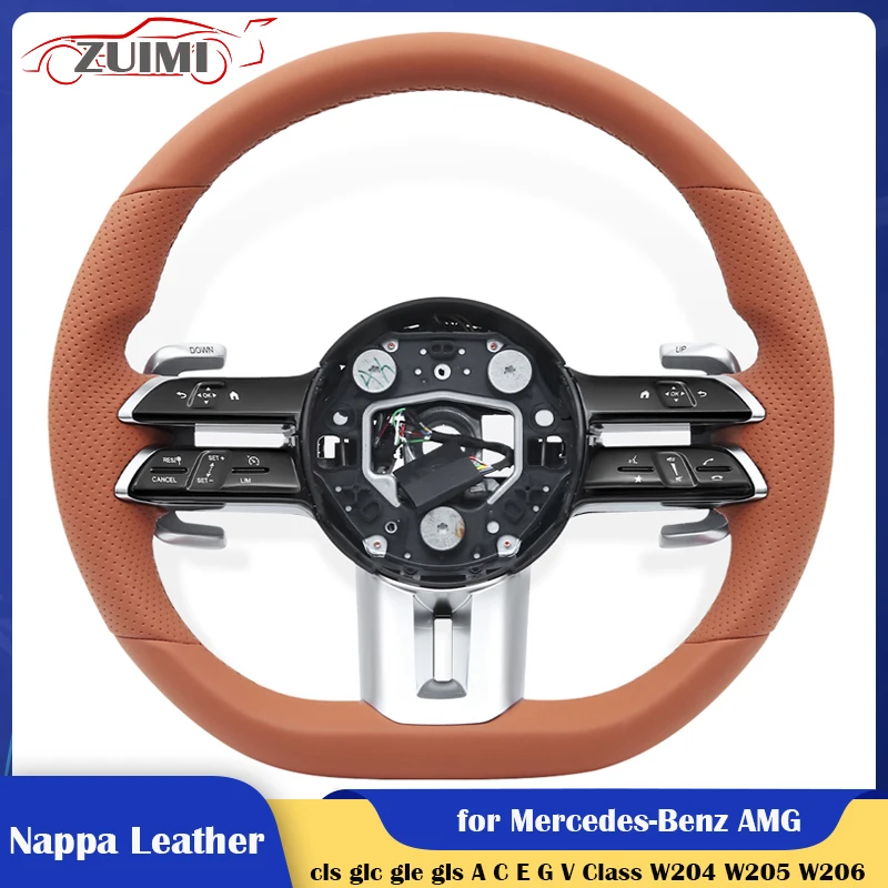 

Brown Leather Car Steering Wheel for Mercedes-Benz AMG cls glc gle gls gla cla glk slc W204 W205 W206 W212 W213 W221 W222 W223