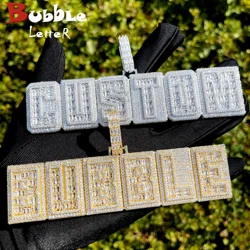 Bubble Letter Iced Out Custom Name Necklace for Men Prong Setting Personazlied Pendant Hip Hop Jewelry