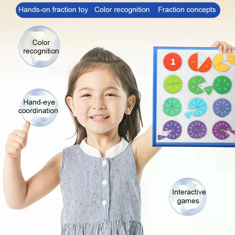 Giocattolo didattico per frazioni magnetiche per bambini - Disco matematico educativo ripiegabile con puzzle con partizione visiva