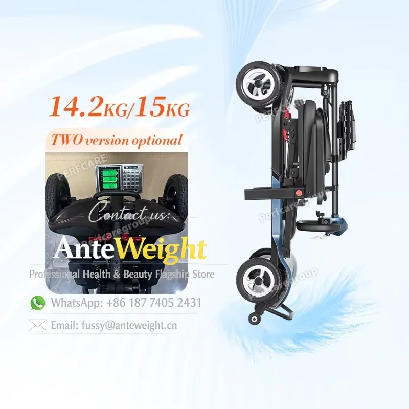 Lightest 14kg Mg Alloy Electric Mobility Scooter Fast Folding Space Saving Reduces Shipping Volume Lowers Freight Cost