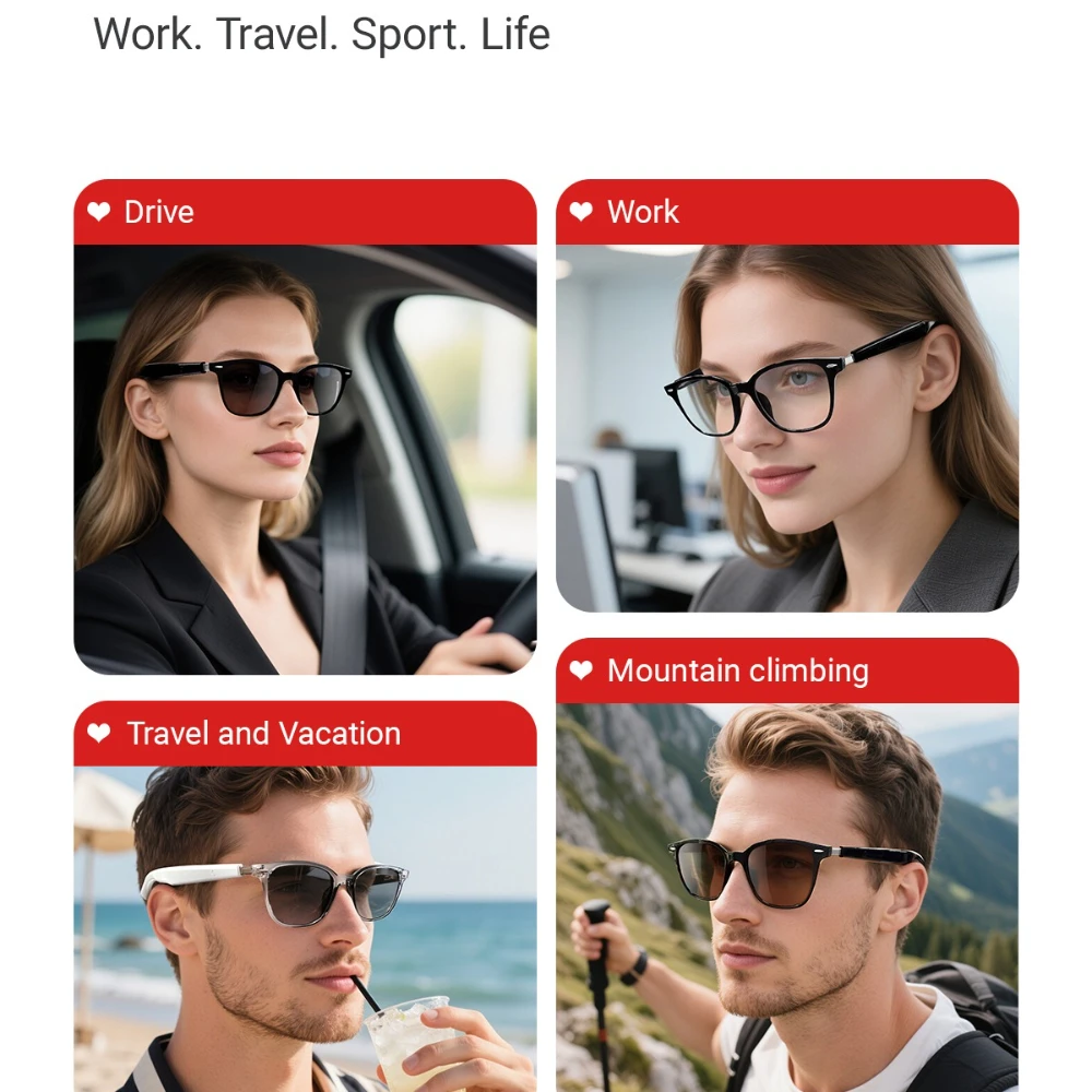 GT-35 HD AI Smart Glasses Chat 50mA*2 battery Battery Voice Assistant Control Camera Bluetooth Call Smart Glasses