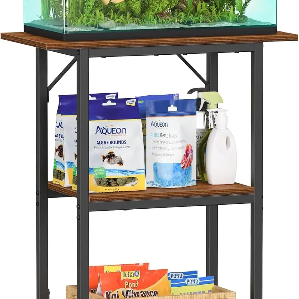 

10-20 Gallon Fish Tank Stand, Aquarium Stand 2-Tier Storage Shelves, Heavy Duty Terrarium Stand for Home Office Fish Tank Shelf,
