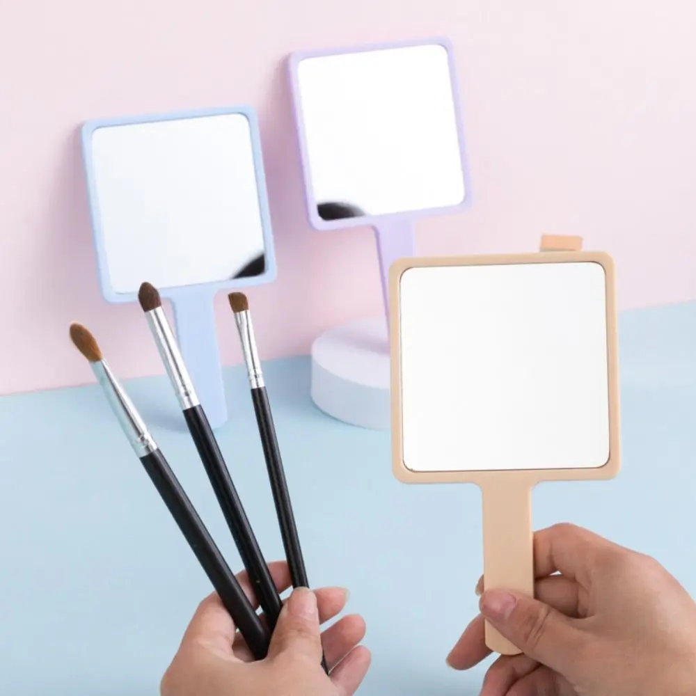 Vanity Mirror with Handle Handheld SPA Salon Makeup Mirror Cosmetic Mirror Square Makeup Mirror Handle Hand Mirror