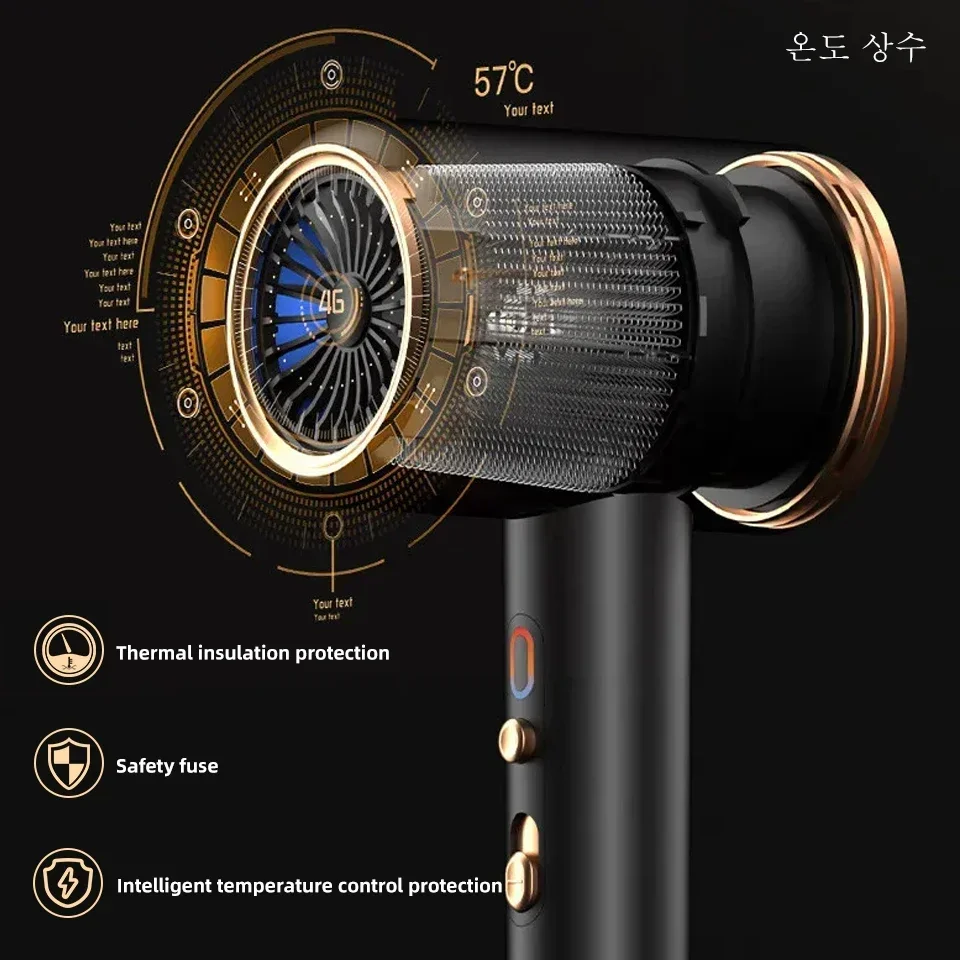 เครื่องเป่าผมมืออาชีพลมร้อนเย็น Air Brush เครื่องเป่าผม Lonic Blow Dryer Strong PowerDryer Salon เครื่องมือ 2400W 3th เกียร์