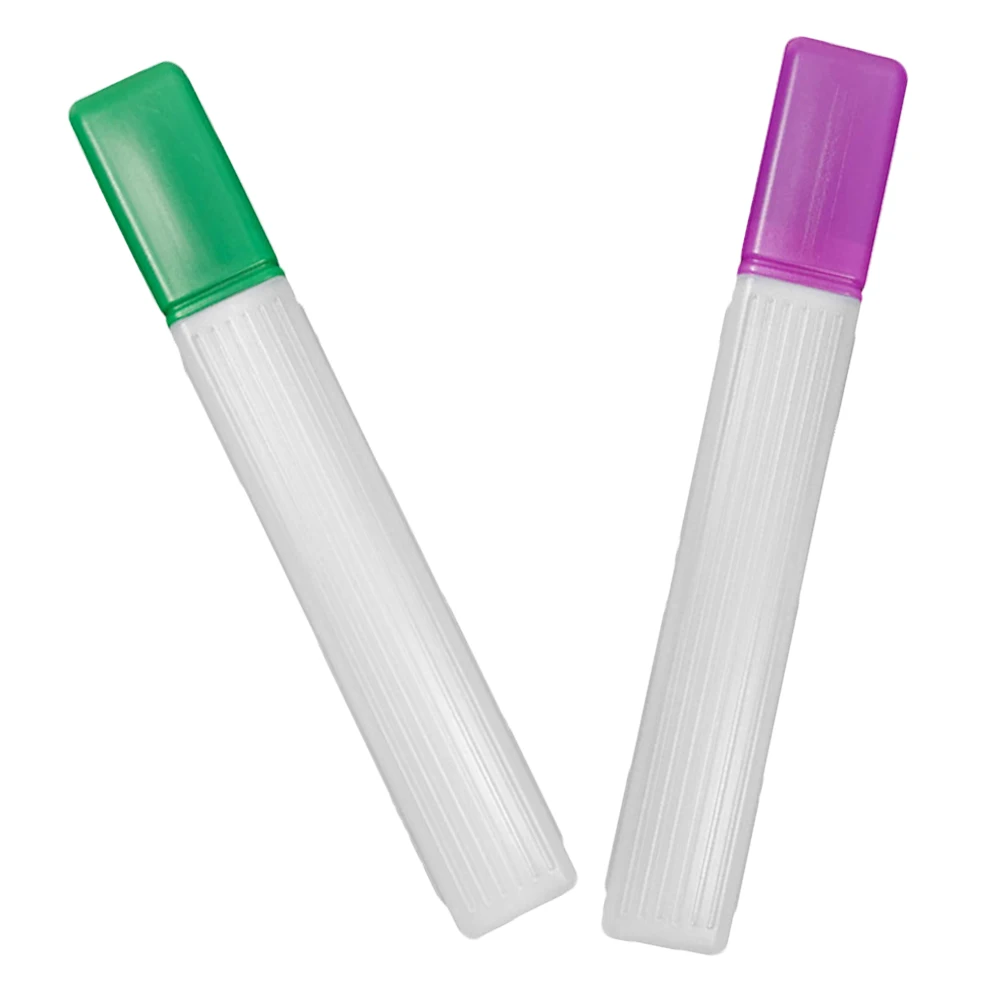 

2 Pcs Knitting Needle Case Braiding Tool Box Plastic Sweater Needle Holders Storage Containers Green Purple DIY Accessories