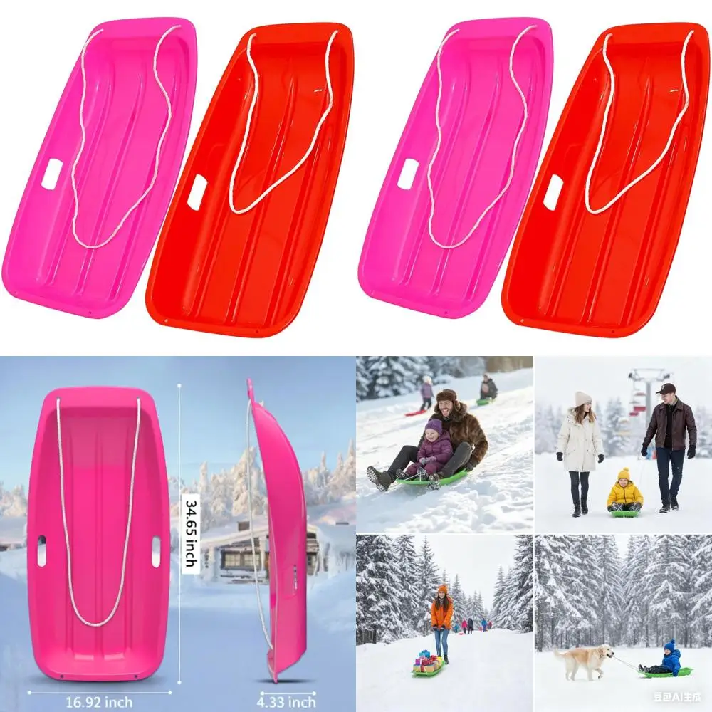 

Durable 2-Person Sled for All Seasons - Reinforced Plastic, High-Weight Capacity for Adults & Teens - Suitable for Snow, Grass,
