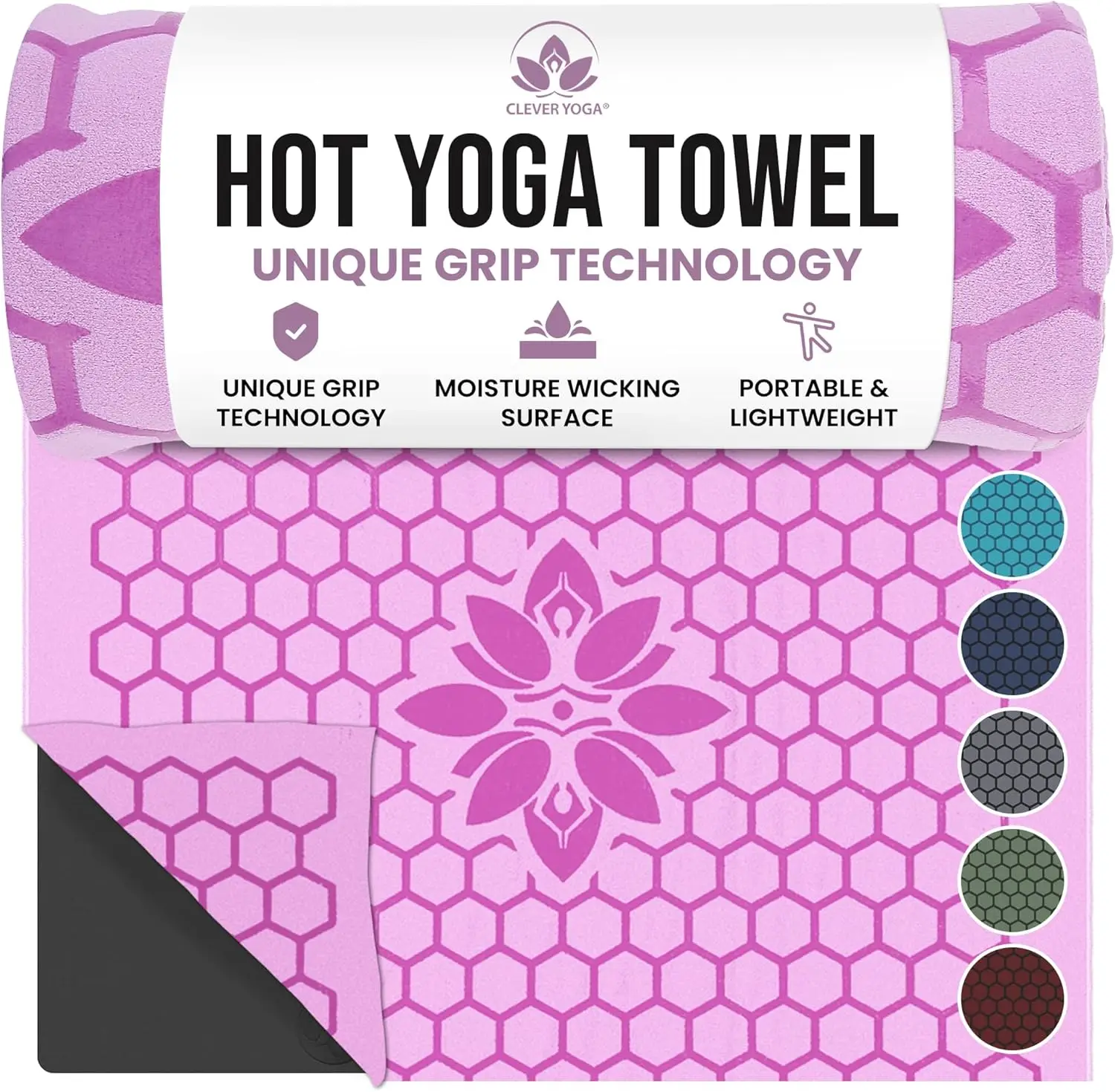 

Нескользящее полотенце-коврик для горячей йоги – впитывает пот, с сотовой структурой для фиксации, сохраняет форму при хранении, для пилатеса и путешествий, моющееся, легкое, сиреневое