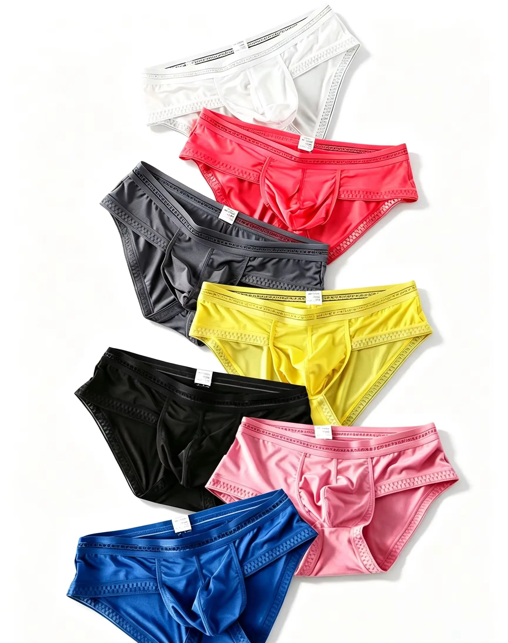 Men Briefs Underwear,High Elastic Breathable Mesh Lace Waistband Solid Color Male Underpants Comfort Slim Fit Men Random 1Pcs