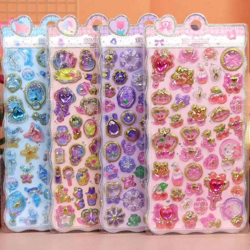 New Cute Marine Animals Butterfly Flowers Cartoon 3D Relief Stickers Decals Decoration Reward Sticker Toys Gifts
