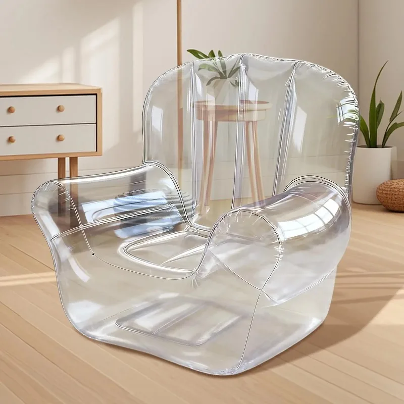 Inflatable Chair Transparent PVC Inflatable Air Sofa Bed Outdoor Sofa Couch Furniture for Bedroom Travel Poolside Balcony