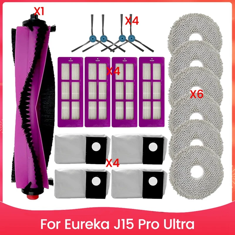 

19PCS Brush Filter Dust Bag And Mop Cloth Kit For Eureka J15 Pro Ultra Vacuum Cleaner Accessories Replacement Parts