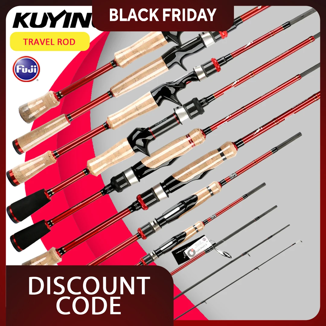 

KUYING FREESTYLE WALKER 4-Sections Travel Fishing Rod | 6' - 7' Ultra-Portable Design | Carbon Build & FUJI Guides | UL-L-M-H