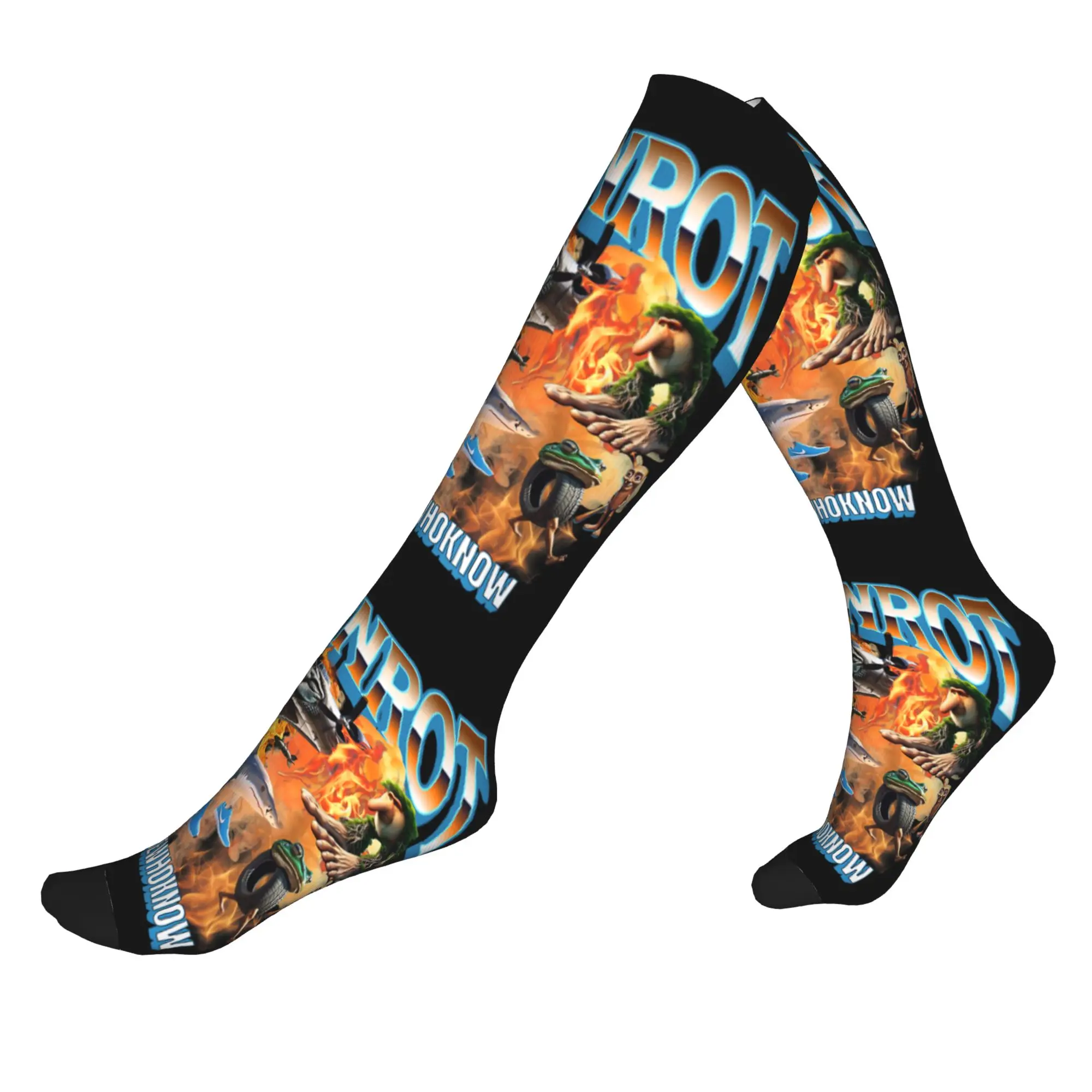 Tung Tung Tung Sahur Lustige Meme Italian Brainrot Dress Socken für Männer und Frauen, warme, lustige Sport-Kompressionssocken