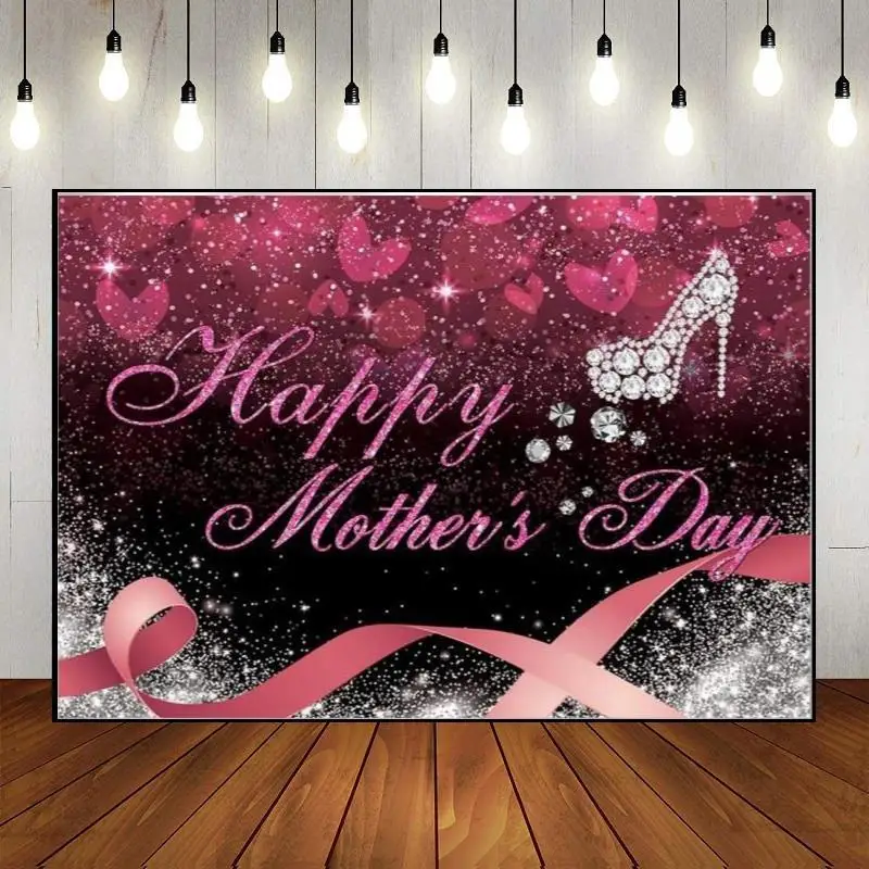 Photography Backdrop Party Wall Pink Flowers Carnation Rose Decoration Custom Mother's Day Theme Floral Love Banner Family Photo